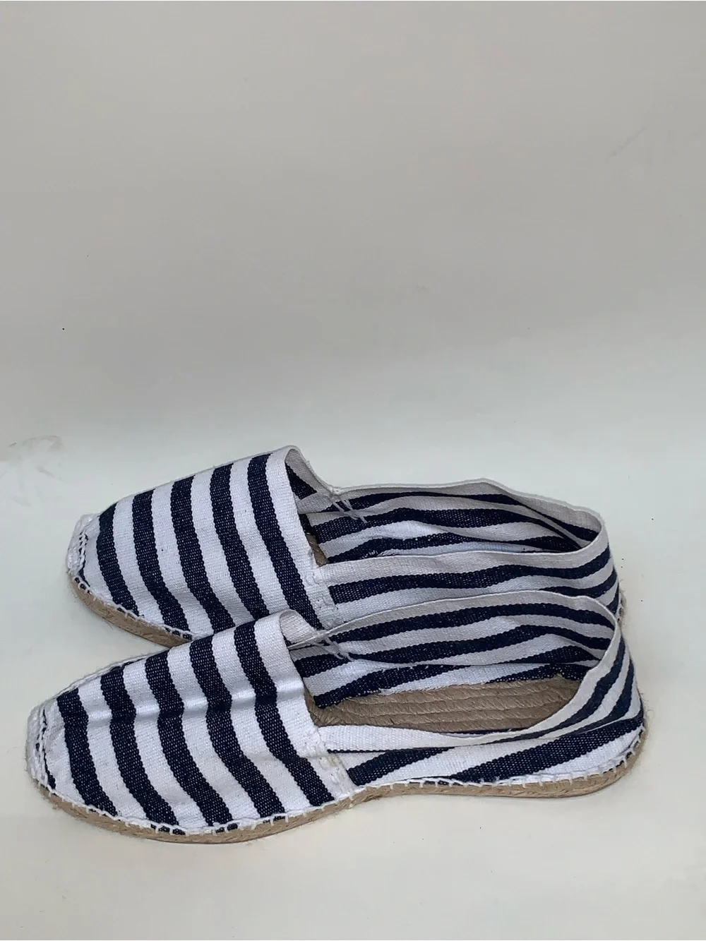 Cousu Main Striped Navy and White Espadrille Flats - Women’s 41 Beach Travel